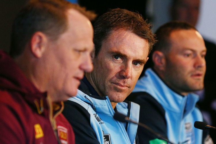 Queensland Maroons coach KEVIN WALTERS (L) and with New South Wales Blues coach BRAD FITTLER speak to media during a State of Origin media opportunity at MCG in Melbourne, Australia.