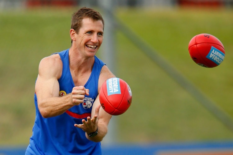 DALE MORRIS takes part during a Western Bulldogs AFL training session at Whitten Oval in Melbourne, Australia.