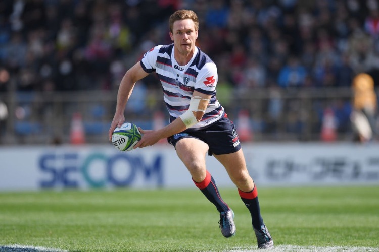 DANE HAYLETT-PETTY of Rebels runs with the ball during the Super Rugby match between Sunwolves and Rebels at the Prince Chichibu Memorial Ground in Tokyo, Japan.