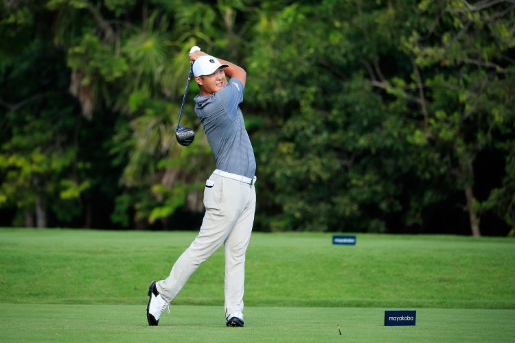 DANNY LEE of New Zealand plays his shot from the second tee during the second round of the Mayakoba Golf Classic at El Camaleon Mayakoba Golf Course in Playa del Carmen, Mexico.