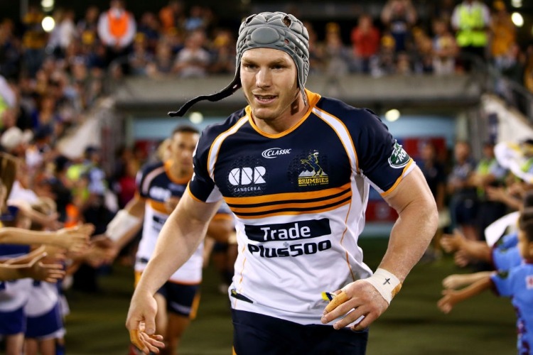DAVID POCOCK of the Brumbies runs onto the field before the round seven Super Rugby match between the Brumbies and the Waratahs at GIO Stadium in Canberra, Australia.
