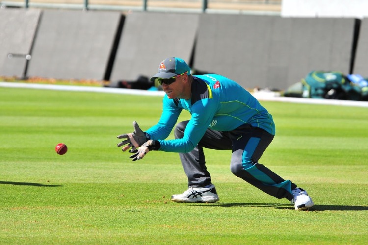 DAVID WARNER during the Australian national mens cricket team training session at PPC Newlands Stadium in Cape Town, South Africa.