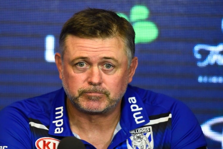 Bulldogs coach DEAN PAY looks on at the post match media conference at the end of during the NRL match between the North Queensland Cowboys and the Canterbury Bulldogs at 1300SMILES Stadium in Townsville, Australia.