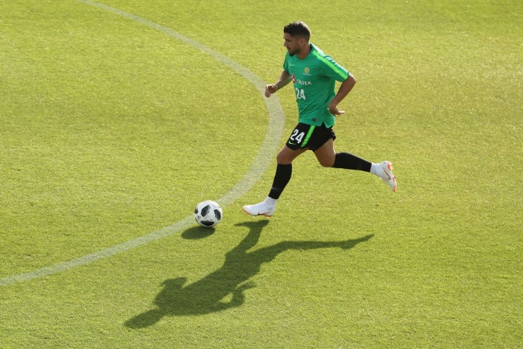 DIMITRI PETRATOS of Australia runs with the ball during the Australian Socceroos Training Session at the Gloria Football Club in Antalya, Turkey. DIMITRI PETRATOS of Australia runs with the ball during the Australian Socceroos Training Session at the Gloria Football Club in Antalya, Turkey.