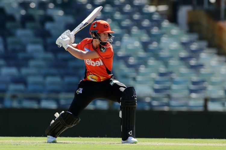 ELYSE VILLANI of the Scorchers bats during the Women's Big Bash League match between the Perth Scorchers and the Hobart Hurricanes at WACA in Perth, Australia.