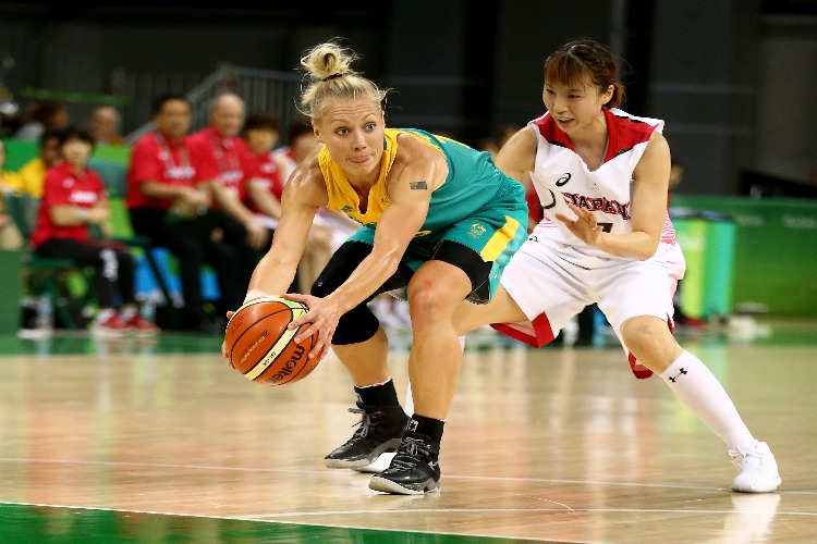 MIKA KURIHARA #7 of Japan defends ERIN PHILLIPS #13 of Australia during a Women's Preliminary match of the Rio 2016 Olympics at the Youth Arena in Rio de Janeiro, Brazil. MIKA KURIHARA #7 of Japan defends ERIN PHILLIPS #13 of Australia during a Women's Preliminary match of the Rio 2016 Olympics at the Youth Arena in Rio de Janeiro, Brazil.