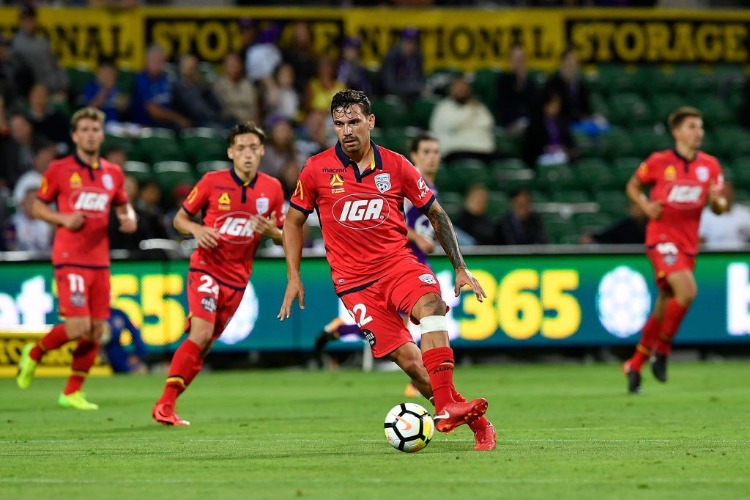 ERSAN GULUM of Adelaide controls the ball during the A-League match between the Perth Glory and Adelaide United at nib Stadium in Perth, Australia.