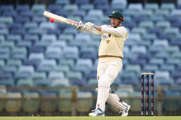 GEORGE BAILEY of the Tigers bats during day two of the Sheffield Shield match between Western Australia and Tasmania at the WACA in Perth, Australia.