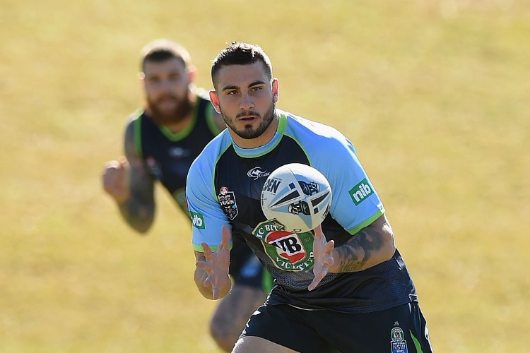 JACK BIRD of the Blues receives a pass during the New South Wales State of Origin training session in Coffs Harbour, Australia.