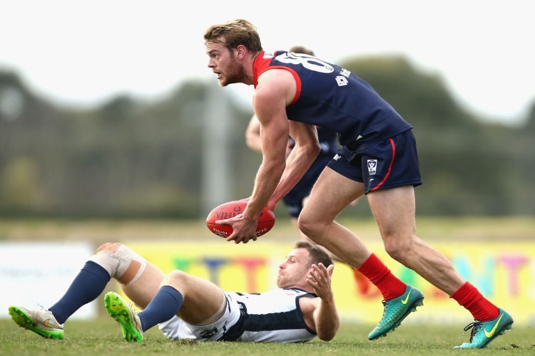 JACK WATTS of Casey runs during the VFL match between Casey and the Northern Blues at Casey Fields in Melbourne, Australia.