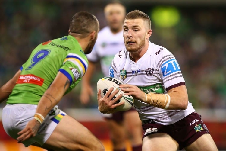 JACKSON HASTINGS of the Eagles in action during the NRL match between the Canberra Raiders and the Manly Sea Eagles at GIO Stadium in Canberra, Australia.