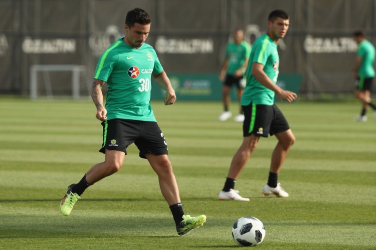 JAMIE MACLAREN of Australia controls the ball during the Australian Socceroos Training Session at the Gloria Football Club in Antalya, Turkey. JAMIE MACLAREN of Australia controls the ball during the Australian Socceroos Training Session at the Gloria Football Club in Antalya, Turkey.
