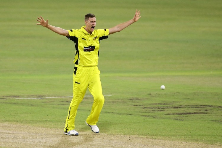 JASON BEHRENDORFF of WA celebrates after taking a wicket during the JLT One Day Cup match between New South Wales and Western Australia at WACA in Perth, Australia.