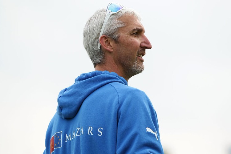 JASON GILLESPIE looks on during warm up prior to the NatWest T20 Blast match between Yorkshire and Leicestershire in Leeds, England.
