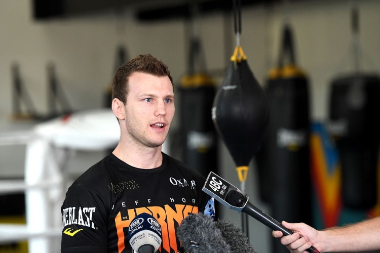 JEFF HORN speaks during a Press Conference and Training Session at Stretton Boxing Club in Brisbane, Australia.