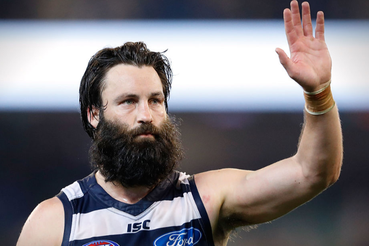 JIMMY BARTEL of the Cats looks dejected after a loss during the 2016 AFL Second Preliminary Final match between the Geelong Cats and the Sydney Swans at the MCG in Melbourne, Australia.