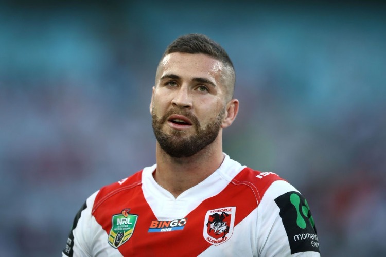 JOEL THOMPSON of the Dragons looks dejected after a Bulldogs try during the NRL match between the St George Illawarra Dragons and the Canterbury Bulldogs at ANZ Stadium in Sydney, Australia.