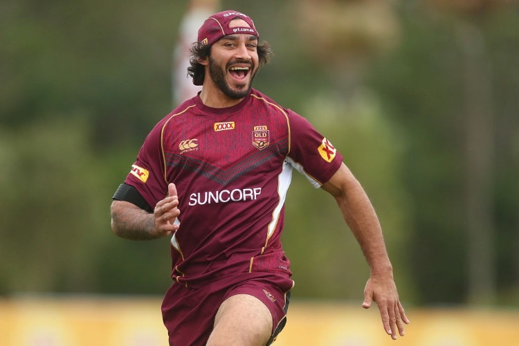 JOHNATHAN THURSTON smiles during a Queensland Maroons training session at Intercontinental Sanctuary Cove Resort in Brisbane, Australia.