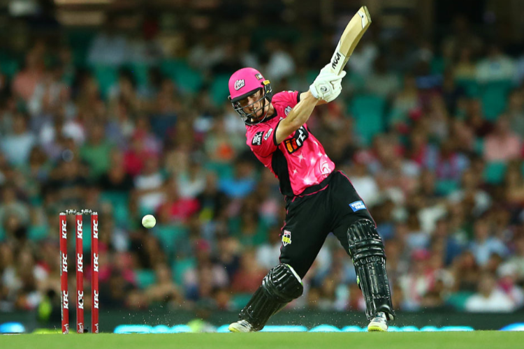 JORDAN SILK of the Sixers plays a shot during the Big Bash League match between the Sydney Sixers and the Melbourne Stars at the SCG in Sydney, Australia.