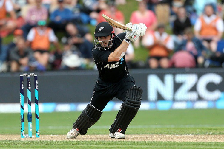 KANE WILLIAMSON of New Zealand bats during the third game of the One Day International Series between New Zealand and Pakistan at University of Otago Oval in Dunedin, New Zealand.