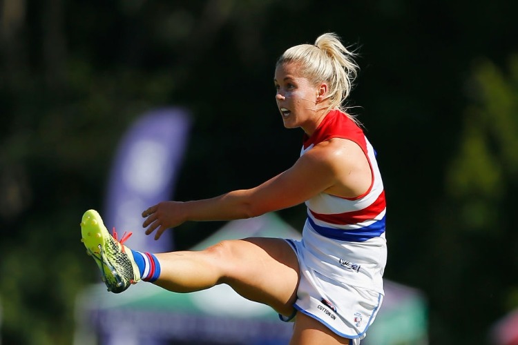 KATIE BRENNAN of the Bulldogs during the AFLW match between the Brisbane Lions and the Western Bulldogs at South Pine Sports Complex in Brisbane, Australia.