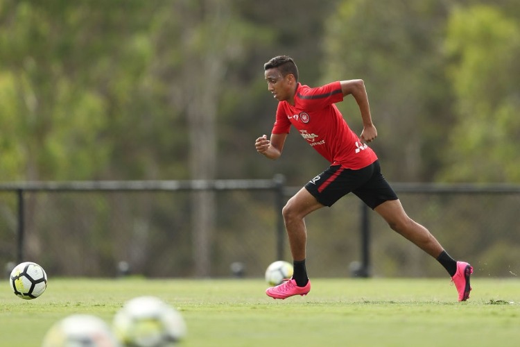KEANU BACCUS in action during a Western Sydney Wanderers A-League training session at Blacktown International Sportspark in Sydney, Australia.