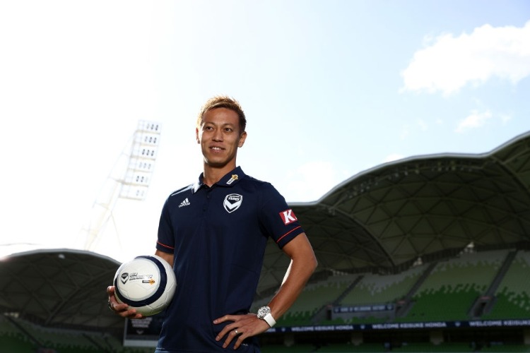 KEISUKE HONDA of the Victory poses for the media at a Melbourne Victory A-League press conference at AAMI Park in Melbourne, Australia.
