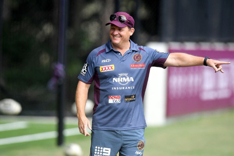 Coach KEVIN WALTERS gives directions during the Brisbane Broncos NRL training session in Brisbane, Australia.