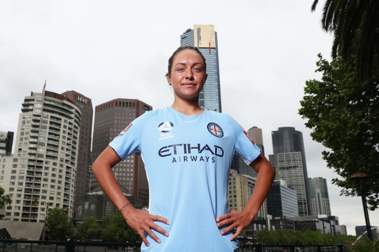 KYAH SIMON of Melbourne City Womens team poses during a Melbourne City W-League media opportunity at SBS Studios in Melbourne, Australia.