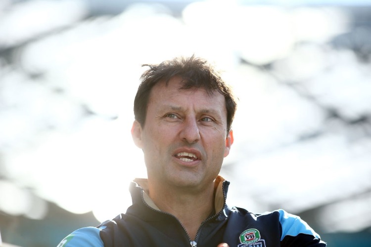 Blues coach LAURIE DALEY looks on during the New South Wales Blues Team Announcement at ANZ Stadium in Sydney, Australia.