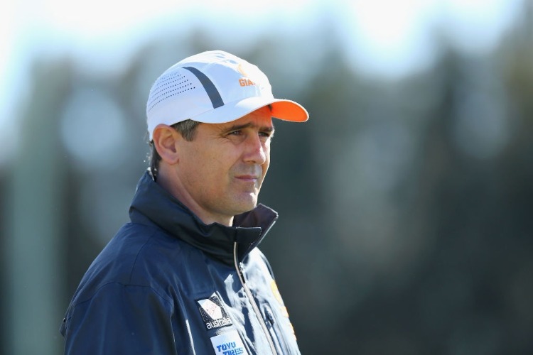 Giants coach LEON CAMERON looks on during a Greater Western Sydney Giants AFL training session at Sydney Olympic Park in Sydney, Australia.