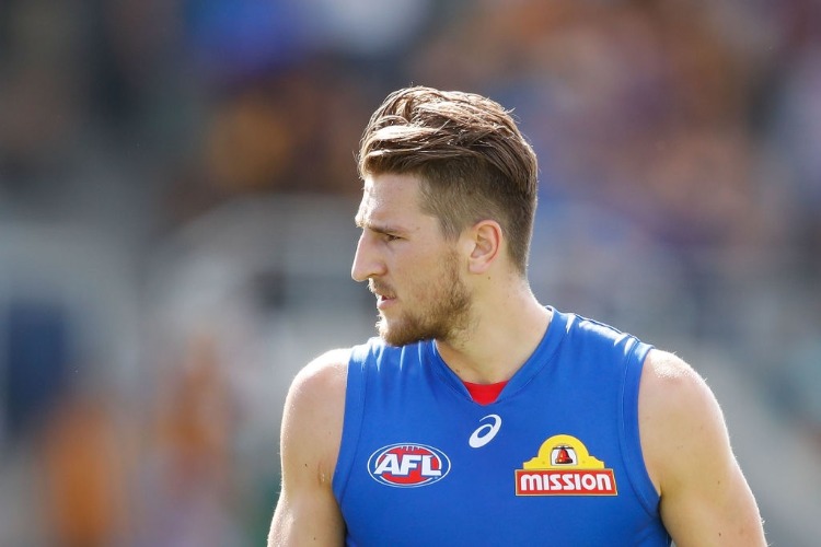 MARCUS BONTEMPELLI of the Bulldogs looks on during the AFL JLT Community Series match between the Western Bulldogs and the Hawthorn Hawks at Mars Stadium in Ballarat, Australia.