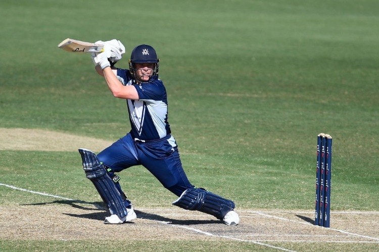 MARCUS HARRIS of Victoria bats during the JLT One Day Cup match between Tasmania and Victoria at Riverway Stadium in Townsville, Australia.