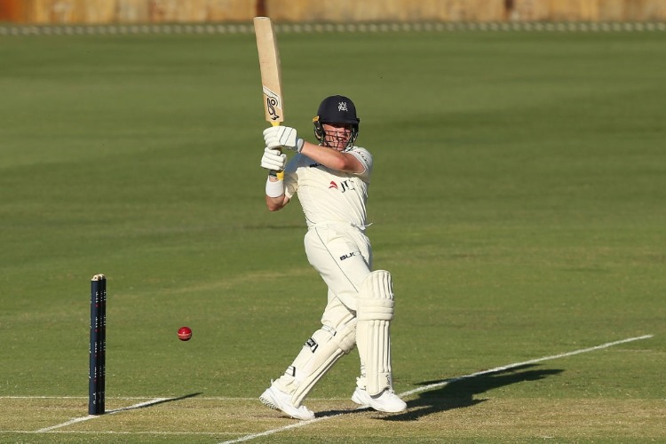 MARCUS HARRIS of Victoria bats during the Sheffield Shield match between Western Australia and Victoria at WACA in Perth, Australia.