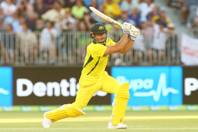 MARCUS STOINIS of Australia bats during the One Day International match between Australia and England at Perth Stadium in Perth, Australia. MARCUS STOINIS of Australia bats during the One Day International match between Australia and England at Perth Stadium in Perth, Australia.