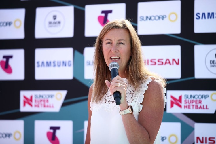 Netball Australia CEO MARNE FECHNER speaks during the Suncorp Super Netball season launch in Sydney, Australia. Netball Australia CEO MARNE FECHNER speaks during the Suncorp Super Netball season launch in Sydney, Australia.