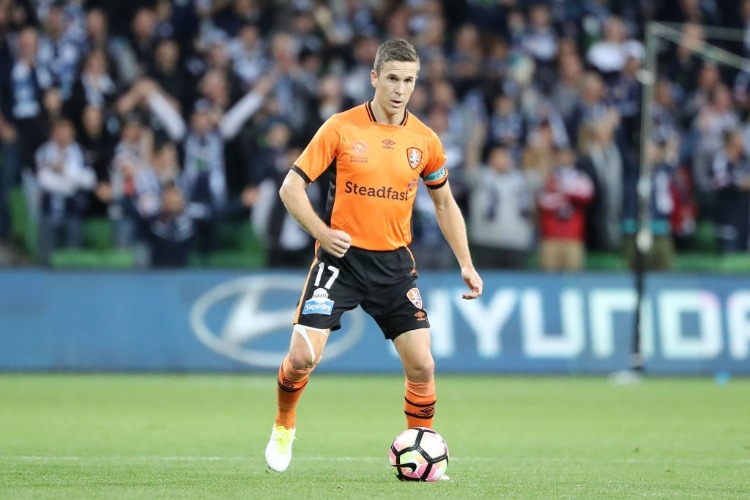 MATT MCKAY of the Roar runs with the ball during the A-League Semi Final match between Melbourne Victory and the Brisbane Roar at AAMI Park in Melbourne, Australia. MATT MCKAY of the Roar runs with the ball during the A-League Semi Final match between Melbourne Victory and the Brisbane Roar at AAMI Park in Melbourne, Australia.