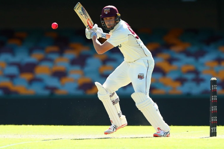 MATTHEW RENSHAW of the Bulls bats during day two of the Sheffield Shield match between Queensland and Victoria at the Gabba in Brisbane, Australia.