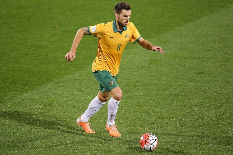 MATTHEW SPIRANOVIC of Australia controls the ball during the 2018 FIFA World Cup Qualification match between the Australian Socceroos and Bangladesh at nib Stadium in Perth, Australia.