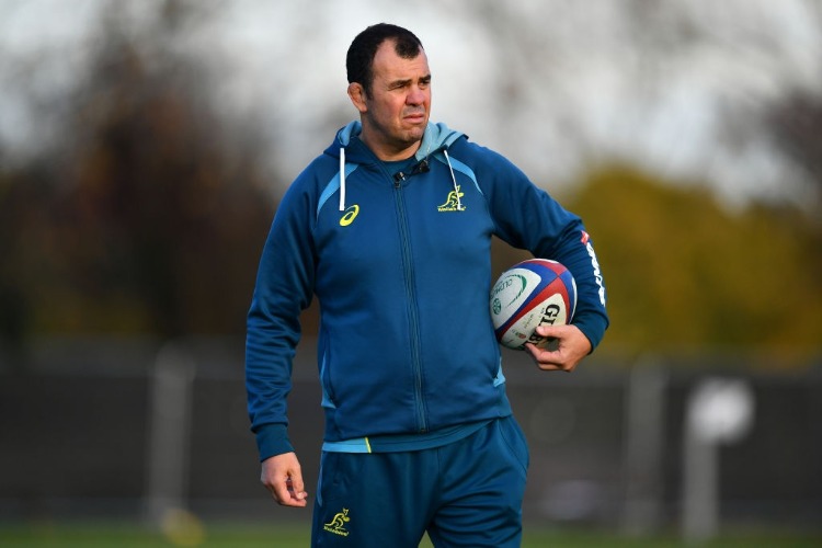 MICHAEL CHEIKA, Head Coach of Australia looks on during a training session at the Lensbury Hotel in London, England.