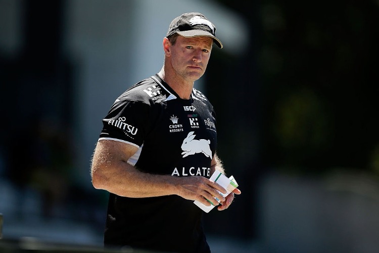 Rabbitohs coach MICHAEL MAGUIRE looks on during a South Sydney Rabbitohs NRL training session at Redfern Oval in Sydney, Australia.