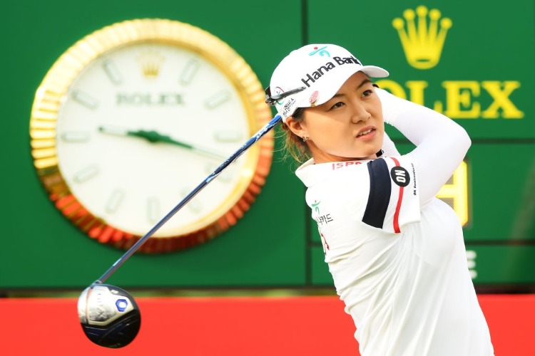 MINJEE LEE of Australia plays her shot from the first tee during the HSBC Women's World Championship at Sentosa Golf Club in Singapore.