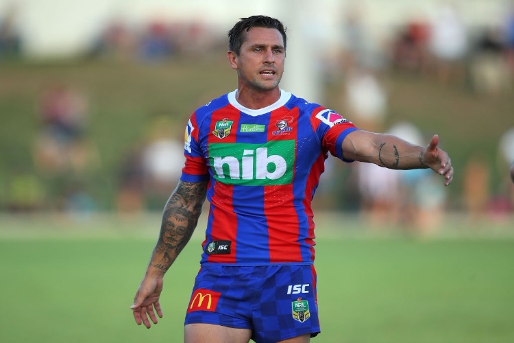 MITCHELL PEARCE of the Knights warms up during the NRL Trial Match between the Newcastle Knights and the Parramatta Eels at Maitland No 1 Showground in Newcastle, Australia.