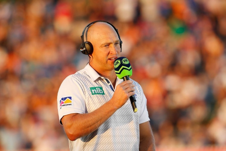 NATHAN BROWN head coach of the Knights is interviewed prior to the NRL match between the Wests Tigers and the Newcastle Knights at Scully Park in Tamworth, Australia. NATHAN BROWN head coach of the Knights is interviewed prior to the NRL match between the Wests Tigers and the Newcastle Knights at Scully Park in Tamworth, Australia.