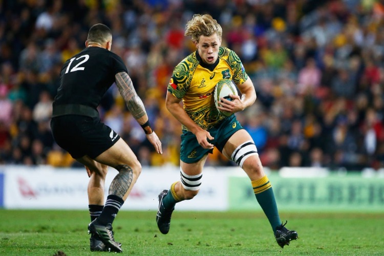 Australia's NED HANIGAN runs with the ball during the Bledisloe Cup match between the Australian Wallabies and the New Zealand All Blacks at Suncorp Stadium in Brisbane, Australia. Australia's NED HANIGAN runs with the ball during the Bledisloe Cup match between the Australian Wallabies and the New Zealand All Blacks at Suncorp Stadium in Brisbane, Australia.