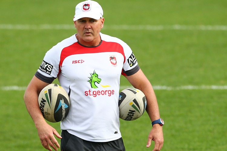 New Dragons coach PAUL MCGREGOR watches over his players during a St George Illawarra Dragons NRL training session at WIN Stadium in Wollongong, Australia.