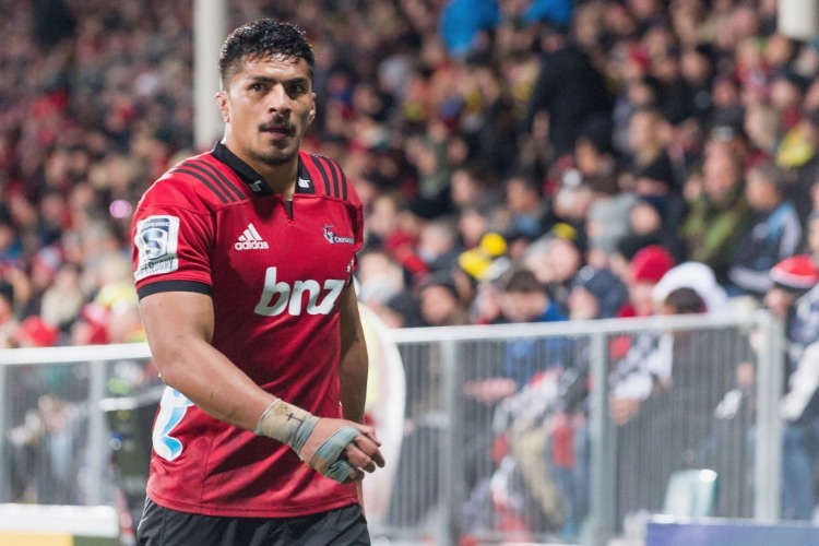 PETE SAMU of the Crusaders leaves the field during the Super Rugby match between the Crusaders and the Hurricanes at AMI Stadium in Christchurch, New Zealand.