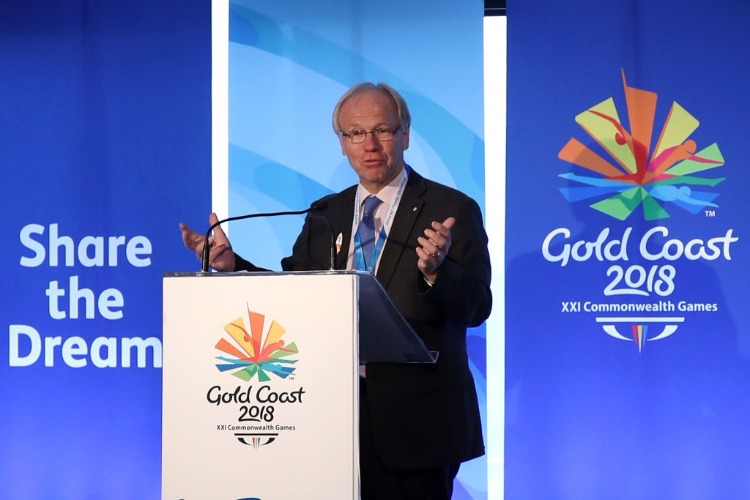 PETER BEATTIE talks to media during the Commonwealth Games 'One Year To Go' World Press Briefing in Gold Coast, Australia. PETER BEATTIE talks to media during the Commonwealth Games 'One Year To Go' World Press Briefing in Gold Coast, Australia.