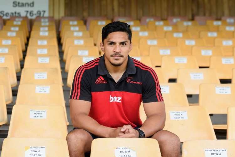 PETER SAMU of the Crusaders poses during the Crusaders 2018 Squad Announcement at Rugby Park in Christchurch, New Zealand.