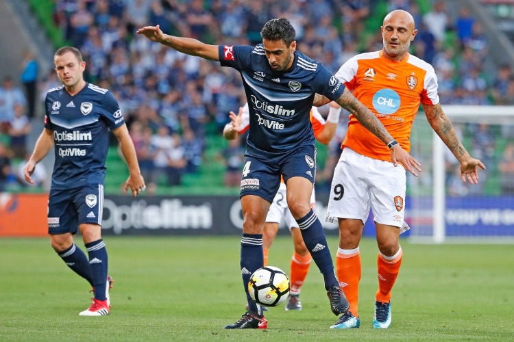 RHYS WILLIAMS of the Victory competes for the ball during the AFC Asian Champions League match between the Melbourne Victory and Ulsan Hyundai FC at AAMI Park in Melbourne, Australia. RHYS WILLIAMS of the Victory competes for the ball during the AFC Asian Champions League match between the Melbourne Victory and Ulsan Hyundai FC at AAMI Park in Melbourne, Australia.